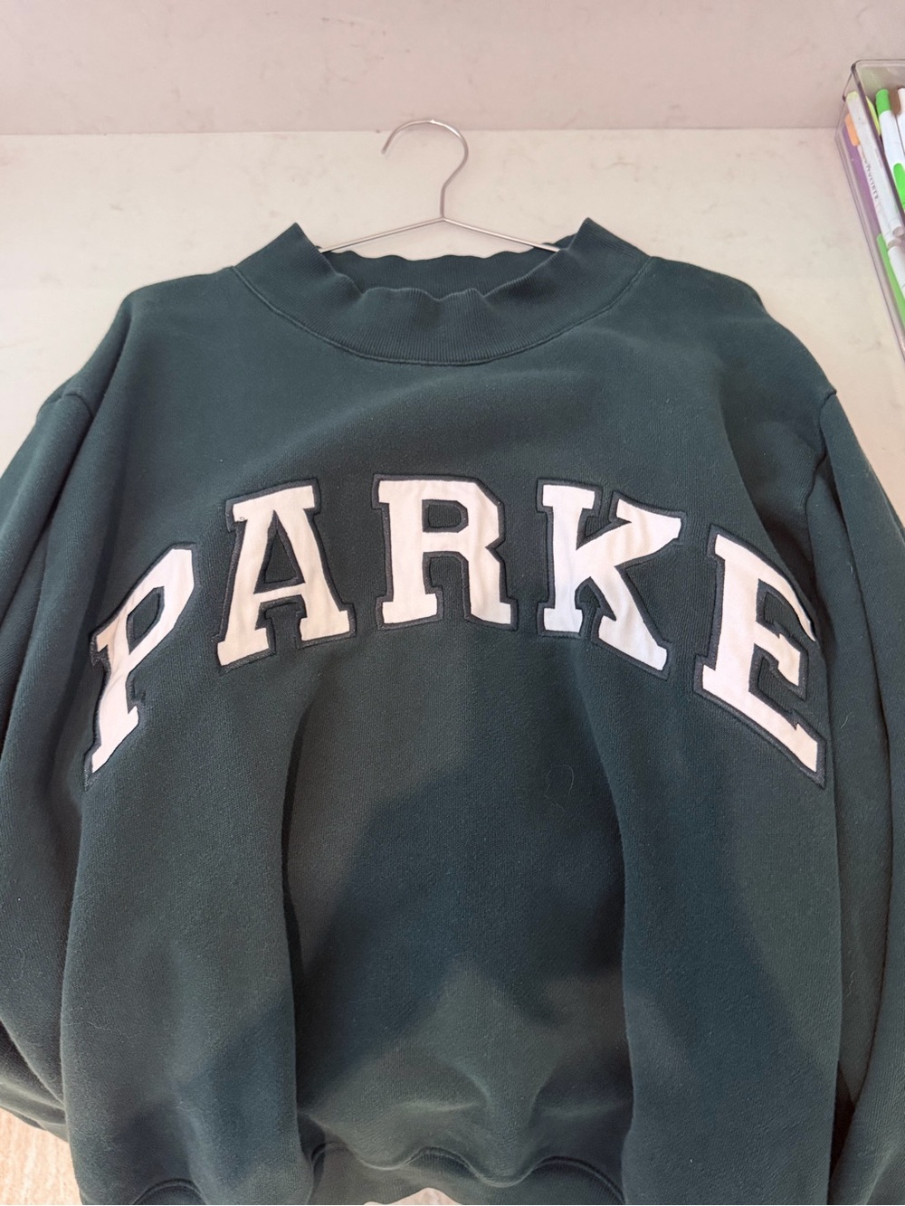 PARKE Green Crewneck Sweatshirt - Parke Lettering